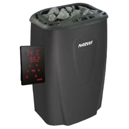 Печь для сауны Moderna V80XE Black с выносным пультом в комплекте HARVIA